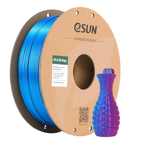 eSUN Silk Magic PLA Filament 1.75mm, Shiny Silk Dual Color Co Extrusion 3D Printer Filament, 1KG (2.2 LBS) Spool 3D Printing Color Change Filament for 3D Printers, Rose Red Blue