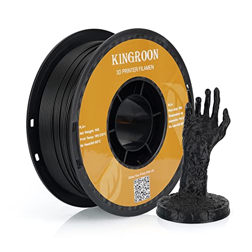 Kingroon PLA Plus（PLA+） 3D Printer Filament, Dimensional Accuracy +/- 0.03 mm, 1 kg Spool(2.2lbs), 1.75 mm，Black