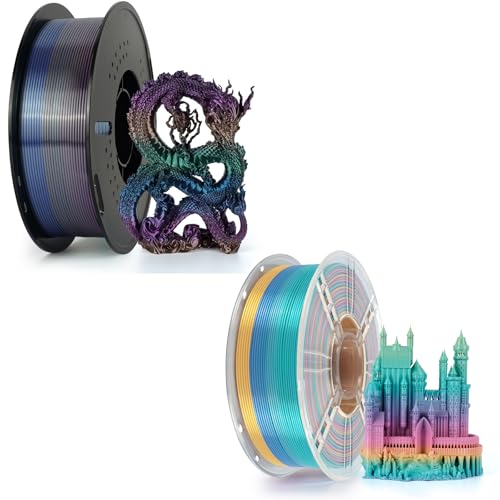 Kingroon Silk PLA Filament 1.75mm Rainbow Color Changing Filament 3D Printer Filament 2kg Dimensional Accuracy ±0.03mm,Fit Most 3D Printer