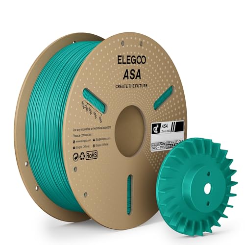 ELEGOO ASA Filament 1.75mm Teal Green 1KG, UV & Weather Resistant 3D Printer Filament for Outdoor Functional Parts, High Impact Strength Engineering Grad 1kg Spool (2.2lbs) Fit for FDM Printers