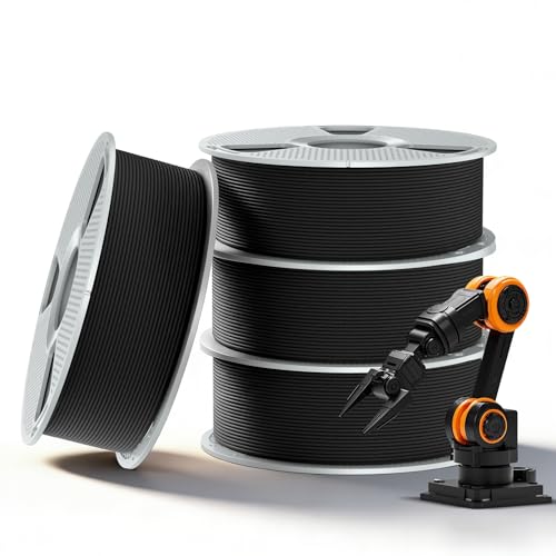 SUNLU PA12-CF Carbon Fiber Nylon Filament 1.75mm - High Precision Engineering Filament with Excellent Wear & Oil Resistance, 4kg in Total, 1kg per Spool, 4 Pack, 4000g, (4xBlack)