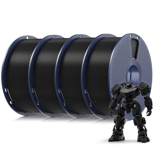 SUNLU 4kg PLA 3D Printer Filament Bundle, Neatly Wound PLA Filament 1.75 mm, Dimensional Accuracy +/- 0.02mm,Good Vacuum Packaging Filaments,4kg in Total,1kg per Spool,4Black