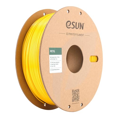 eSUN PETG Filament 1.75mm, 3D Printer Filament PETG, Dimensional Accuracy +/- 0.05mm, 1KG Spool (2.2 LBS) 3D Printing Filament for 3D Printers, Solid Yellow