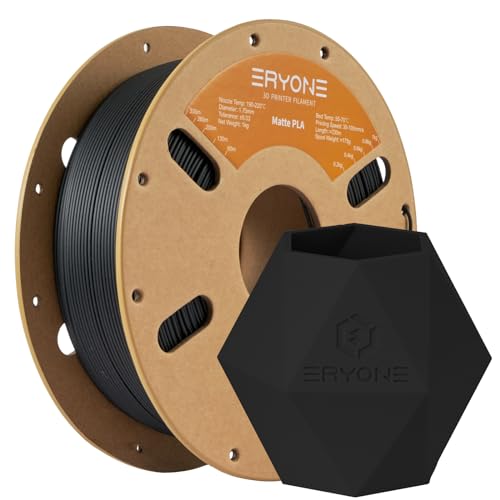 ERYONE Matte 3D Printer PLA Filament 1.75 +/- 0.03mm, Matte Filament PLA 1KG(2.2LBS) Spool, Black