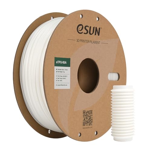 eSUN TPU 95A Filament 1.75mm, Flexible 3D Printer Filament TPU, Dimensional Accuracy +/- 0.05mm, 1KG Spool (2.2 LBS) 3D Printing Filament for 3D Printers, White