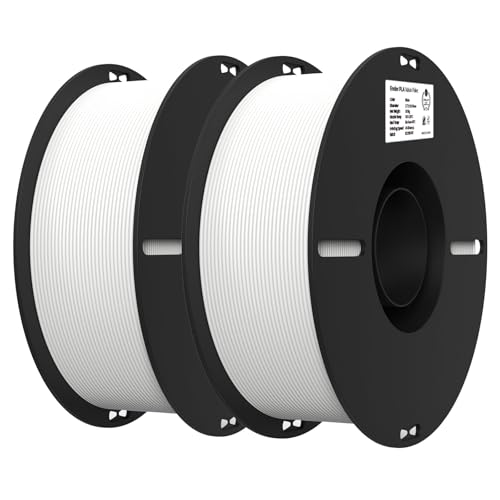 Creality 3D Printer Filament, PLA Filament 1.75mm Bundle 2Kg for 3D Printing, Ender PLA Filament No-Tangling, Strong Bonding & Overhang Performance, Accuracy +/- 0.02mm (White & White 2-Pack)