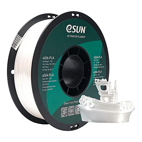 eSUN Silk PLA Filament 1.75mm, Silky Shiny 3D Printer Filament PLA, Dimensional Accuracy +/- 0.05mm, 1KG Spool (2.2 LBS) 3D Printing Filament for 3D Printers, Silk White