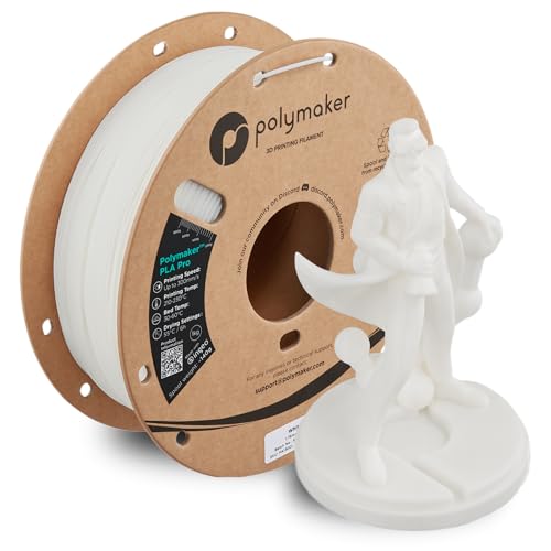 Polymaker PLA Pro 3D Printing Filament White 1.75mm 1KG, High-Impact Tough PLA, Fast Printing up to 300mm/s, High Speed New Formula, Easy to Print on Most FDM Printers, No Enclosure Required