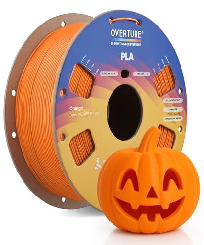 OVERTURE High Speed PLA Filament 1.75mm, Neatly Wound 3D Printer Filament 1kg Spool (2.2lbs) Rapid PLA, Dimensional Accuracy +/- 0.02 mm, Fit Most FDM 3D Printers (Orange)