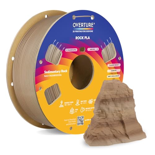 OVERTURE Rock PLA Filament 1.75mm, Marble PLA 3D Printer Filament 1kg Spool (2.2lbs), Dimensional Accuracy +/- 0.02 mm, Fit Most FDM Printer (Sedimentary Rock)