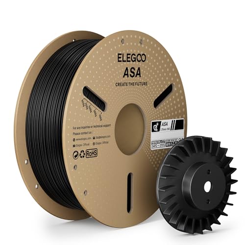 ELEGOO ASA Filament 1.75mm Black 1KG, UV & Weather Resistant 3D Printer Filament for Outdoor Functional Parts, High Impact Strength Engineering Grad 1kg Spool (2.2lbs) Fit for FDM Printers