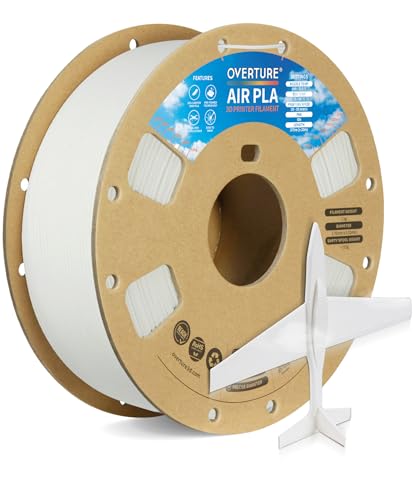 OVERTURE Air PLA Filament, Pre-Foamed PLA Low-Density, Lightweight PLA, Cardboard Spool, 0.82kg(1.8lbs), Dimensional Accuracy +/- 0.02mm (Air White)