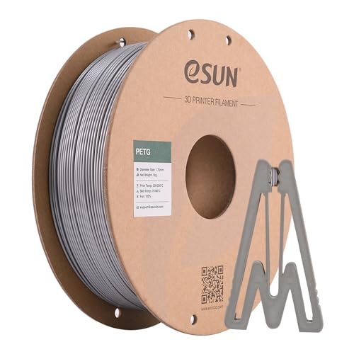 eSUN PETG Filament 1.75mm, 3D Printer Filament PETG, Dimensional Accuracy +/- 0.05mm, 1KG Spool (2.2 LBS) 3D Printing Filament for 3D Printers, Solid Silver