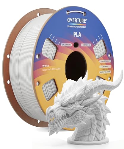 OVERTURE High Speed PLA Filament 1.75mm, Neatly Wound 3D Printer Filament 1kg Spool (2.2lbs) Rapid PLA, Dimensional Accuracy +/- 0.02 mm, Fit Most FDM 3D Printers (White 1-Pack)