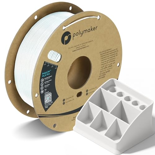 Polymaker PLA PRO Filament 1.75mm 1kg, Tough & High Rigidity White 3D Printing Filament, PolyLite PLA PRO High Speed, Print with Most 3D Printers