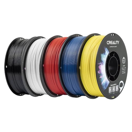Creality 3D Printer Filament Bundle, ABS Filament 1.75mm, 5-Pack CR-ABS Black, White, Red, Blue, Yellow, 3D Printing Filament 1kg X 5 Spools