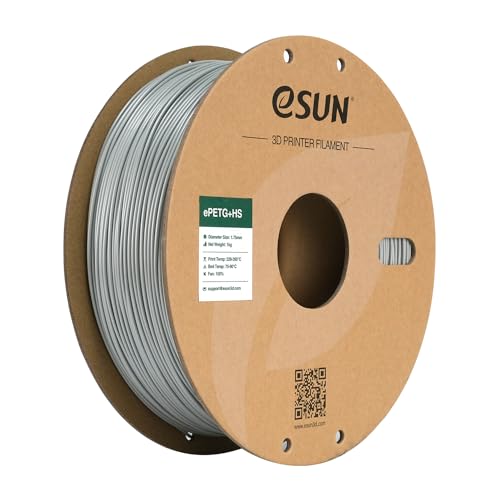 eSUN High Speed Upgraded PETG Filament 1.75mm, High Toughness 3D Printer Filament Speedy PETG for Fast Printing, 1KG Spool (2.2 LBS) 3D Printing Filament for 3D Printers, Solid Silver