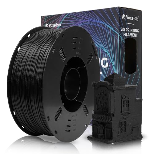 VOXELAB Carbon Fiber ASA Filament 1.75mm,UV/Rain/Heat Resistant Tough 3D Printer Filament, ASA CF Great for Printing Outdoor Functional Mechanical Parts, 1kg Spool (2.2lbs), Carbon Fiber Black