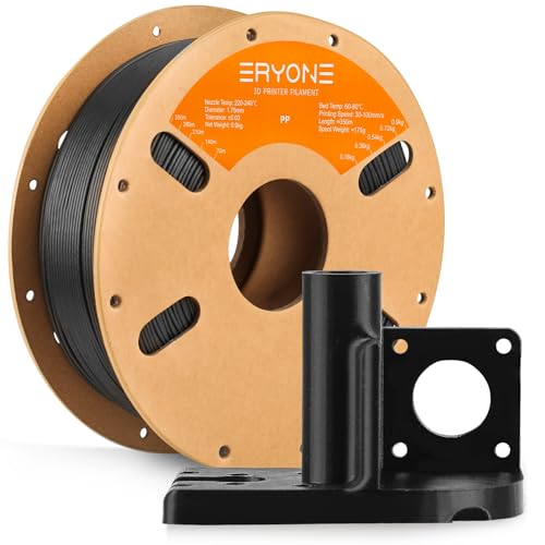 ERYONE Polypropylene Filament 1.75mm +/-0.03mm for 3D Printer, 3D Printing Filament PP 900g/Spool, Black