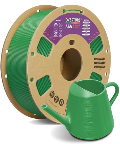 OVERTURE ASA Filament 1.75mm, 1kg Spool (2.2lbs) 3D Printer Filament, Premium Anti-UV, ASA Filament Perfect for Printing Outdoor Functional Parts, Dimensional Accuracy +/- 0.02 mm (Dimond Green)