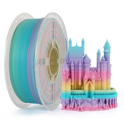 Kingroon 3D Printer Filament Matte Rainbow PLA Filament 1.75mm 3D Printing Filament 1kg Dimensional Accuracy ±0.02mm,Fit Most 3D Printers