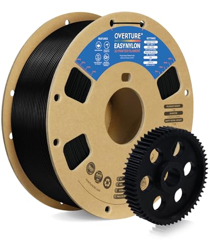 OVERTURE Nylon Filament 1.75mm 3D Printer Filament, Polyamide (PA) 1kg Spool (2.2lbs), Dimensional Accuracy +/- 0.02 mm, Fit Most FDM Printer (Black)
