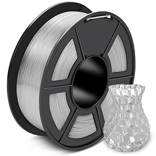 SUNLU 3D Printer Filament PETG Filament 1.75mm, Less Stringing Good Layer Adhesion High Toughness, PETG Filament 1.75 ±0.02mm, 1kg Spool(2.2lbs), Transparent