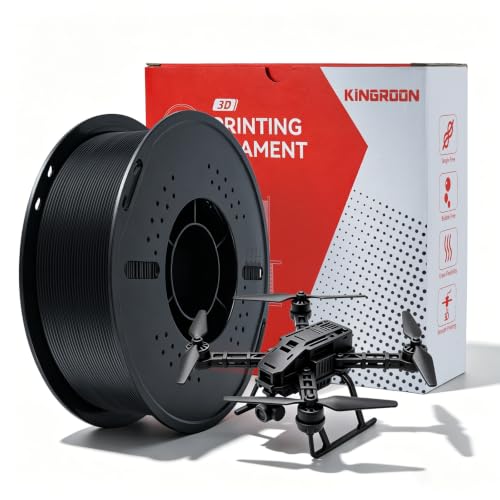 Kingroon PLA Plus（PLA+） 3D Printer Filament, Dimensional Accuracy +/- 0.03 mm, 1 kg Spool(2.2lbs), 1.75 mm，Black