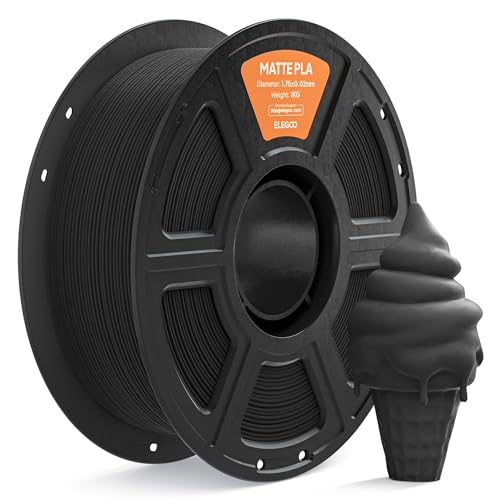 ELEGOO Matte PLA Filament 1.75mm Black 1KG, 3D Printer Filament High Precision, 1kg Spool (2.2lbs) Fits for Most FDM 3D Printers