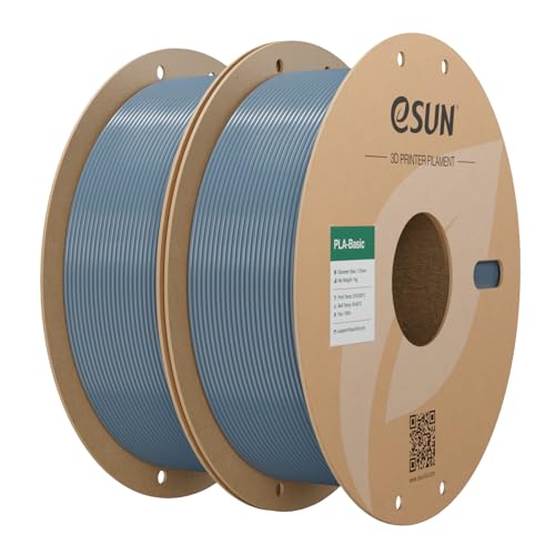 eSUN PLA Basic Filament 1.75mm, 3D Printer Filament High Speed PLA for Fast Printing, 1KG per Spool, 2 Spools High Speed 3D Printing Filament, Grey