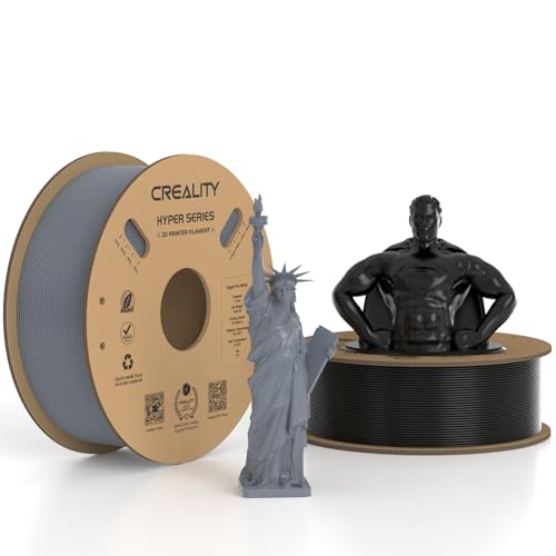 Creality Hyper PLA Filament 1.75mm Black & Grey 2KG, 30-600mm/s High Speed PLA Rapid 3D Printer Filament, 2 Pack 1kg Spool(2.2lbs), Dimensional Accuracy +/-0.02mm, Fit Most FDM 3D Printers
