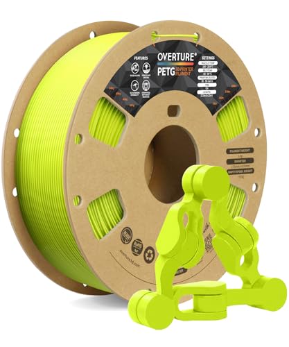 OVERTURE PETG 3D Printer Filament 1.75mm, Neatly Wound Durable PETG 1kg Spool (2.2lbs), Strong Toughness Filament, Dimensional Accuracy +/- 0.02mm, Fit Most FDM Printers (Grass Green)