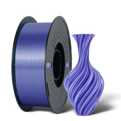 Kingroon Silk PLA 3D Printer Filament, Dimensional Accuracy +/- 0.03 mm, 1 kg Spool(2.2lbs), PLA Shiny Filament 1.75 mm (Purple)