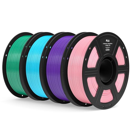 ELEGOO PLA Filament 1.75mm Bundle 4KG, 3D Printer Filament Dimensional Accuracy +/- 0.02mm, 4pcs 1kg Spool(2.2lbs) Fit Most FDM 3D Printers (Pink, Purple, Sky Blue, Sea Green)