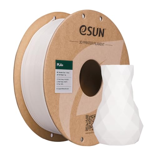 eSUN PLA+ Filament 1.75mm White 1KG, 3D Printer Filament Dimensional Accuracy +/- 0.03mm, 1kg Cardboard Spool(2.2lbs) 3D Printing Filament, Fits for Most FDM 3D Printers