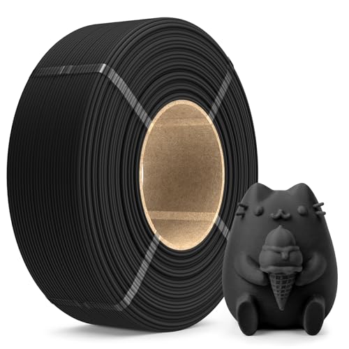 SUNLU Matte PLA Filament Refill 1.75mm 1KG, 3D Printer Filament PLA Refill, No-Spool Black PLA Matte Filament for Reusable Spools Compatible with Bambu Labs Filament, 1KG/Roll Black