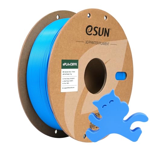 eSUN Lithophane Cyan PLA+ Filament 1.75mm, 3D Printer Filament PLA Plus, Dimensional Accuracy +/- 0.03mm, 1KG Spool (2.2 LBS) Cameo 3D Printing Filament for 3D Printers, CMYK Cyan