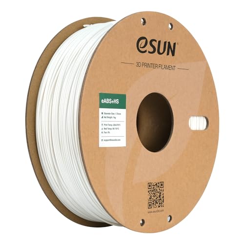 eSUN High Speed ABS+ Filament 1.75mm, Excellent Layer Adhesion 3D Printer Filament Speedy ABS Plus for Fast Printing, 1KG Spool (2.2 LBS) 3D Printing Filament for 3D Printers, White