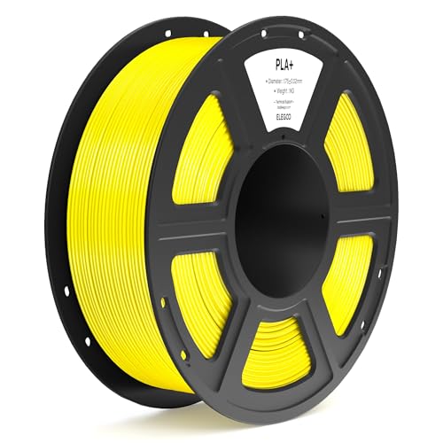 ELEGOO PLA+ Filament 1.75mm Yellow 1KG, High Toughness PLA Plus 3D Printer Filament Dimensional Accuracy +/- 0.02mm, 1kg Spool(2.2lbs) Fits for Most FDM 3D Printers