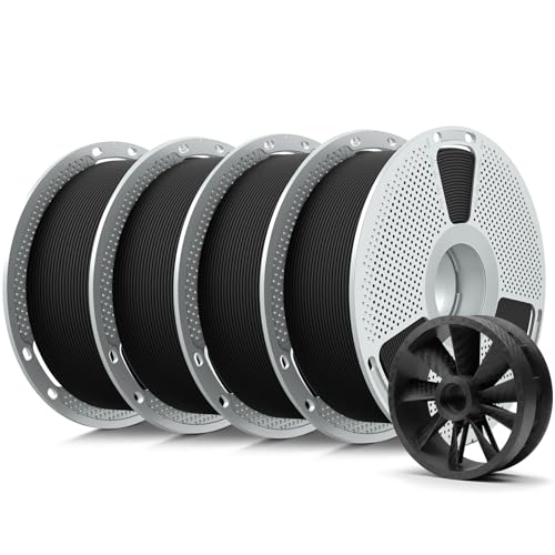 SUNLU 4KG PA12-CF 3D Filament 1.75mm, Carbon Fiber Nylon Filament, Excellent Wear & Oil Resistance, Heat-Resistant Spool, Engineering Filament +/-0.03mm, 1KG Spool(2.2lbs), 4 Packs, Black