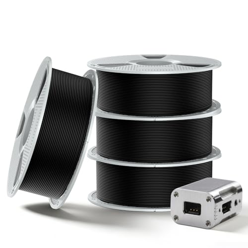 SUNLU PC-ABS Hybrid 3D Filament 1.75mm - High-Strength, Industrial-Grade Material, Paintable & Plate-Ready Finish, 4kg in Total, 1kg per Spool, 4 Pack, 4000g, (4xBlack)