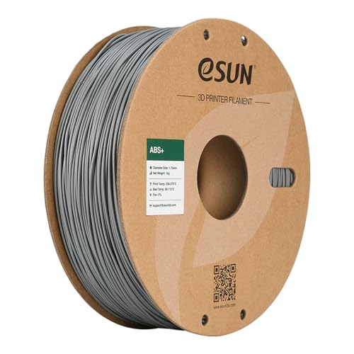 eSUN ABS+ Filament 1.75mm, 3D Printer Filament ABS Plus, Dimensional Accuracy +/- 0.05mm, 1KG Spool (2.2 LBS) 3D Printing Filament for 3D Printers, Silver