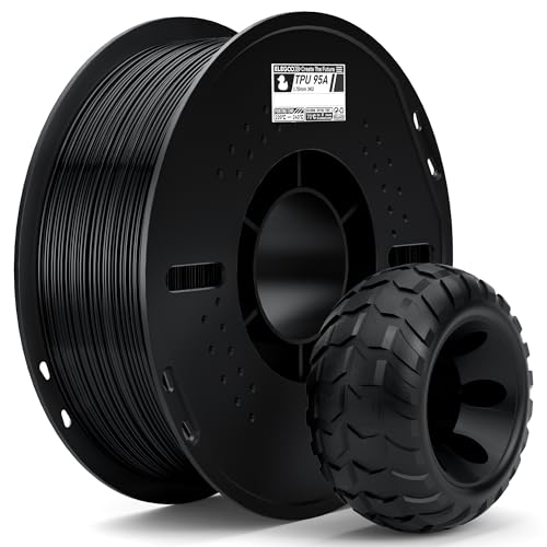 ELEGOO TPU Filament 1.75mm Black 1KG, 95A Flexible Soft 3D Printing Filament 1KG Spool(2.2lbs) Fits for Most FDM 3D Printers
