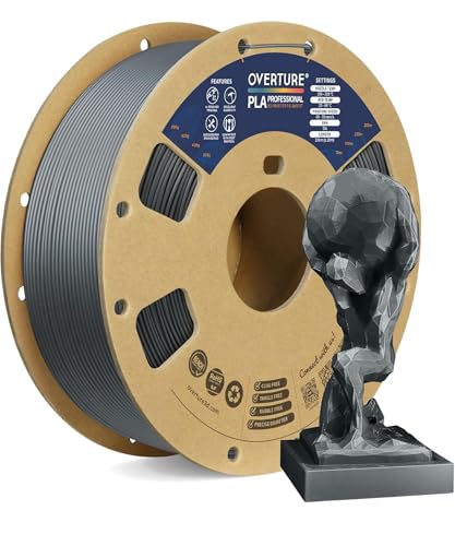 OVERTURE PLA Plus (PLA+) Filament 1.75mm, Stronger & More Durable, Professional Toughness 3D Printer Filament 1kg (2.2lbs), High Precision +/- 0.02mm, Tangle-Free (Space Gray)