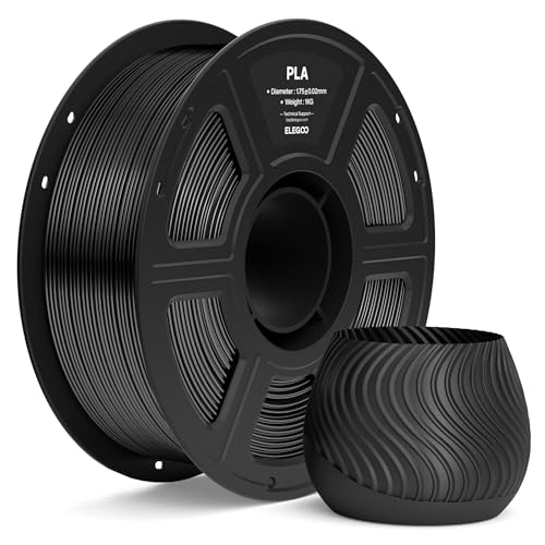 ELEGOO PLA Filament 1.75mm Black 1KG, 3D Printer Filament Dimensional Accuracy +/- 0.02mm, 1kg Spool(2.2lbs) Fit Most FDM 3D Printers