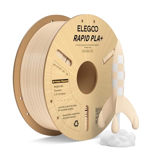 ELEGOO Rapid PLA Plus Filament 1.75mm Beige 1KG, PLA+ 3D Printer Filament for 600 mm/s High Speed Printing, Dimensional Accuracy +/- 0.02 mm, 1kg Cardboard Spool(2.2lbs)