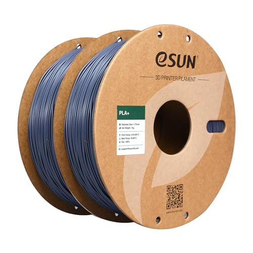 eSUN PLA+ Filament 1.75mm, 3D Printer Filament PLA Plus, Dimensional Accuracy +/- 0.03mm, 1KG per Spool, 2 Spools 3D Printing Filament, Grey