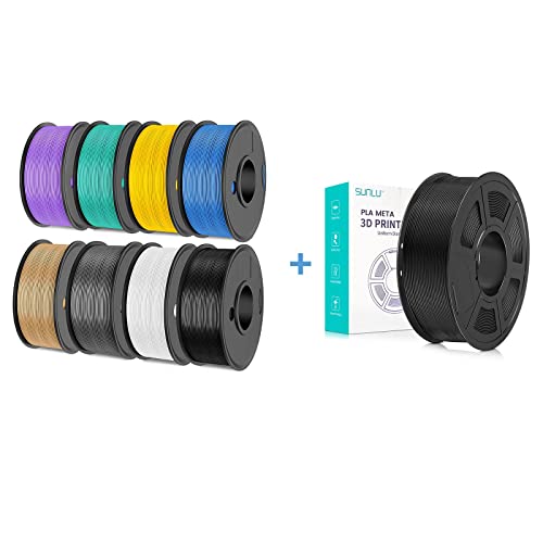 SUNLU PLA Meta 3D Printer Filament and 250g PLA Filament, High Toughness PLA Meta Filament 1.75mm, No Clogging, Highly Fluid, Fast Printing for 3D Printer,Dimensional Accuracy +/- 0.02 mm