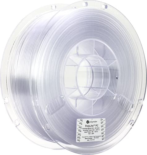 2.85mm(3mm) PC Filament 2.85mm Clear Polycarbonate Filament 2.85mm 1kg Spool - Polymaker PolyLite PC Transparent 3D Printer Polycarbonate Filament Strong Tough and Heat Resistant