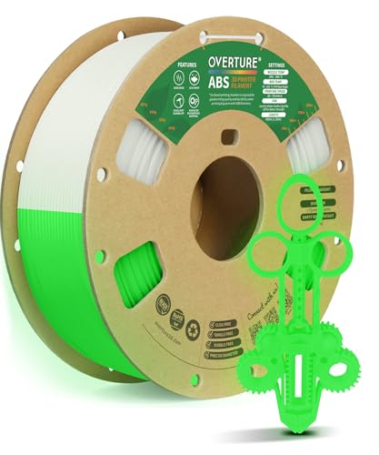 OVERTURE ABS Filament 1.75mm, High Strength & Heat-Resistant 3D Printer Filament, Low Warping, Excellent Durability, ABS 1kg (2.2lbs) Cardboard Spool, High Precision +/- 0.02mm (Glow Green)